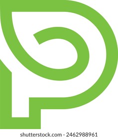 Letter P with Leaf logo design