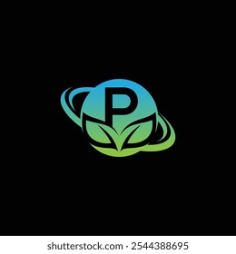 Letter P Leaf Logo Design Vector illustration template, P Leaf logo