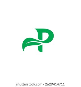 Letter P With Leaf logo Design Vector