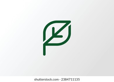 Letter P leaf logo icon