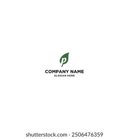 letter P leaf logo Stock Vector