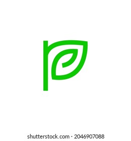 letter p leaf logo, suitable for plat shop logo