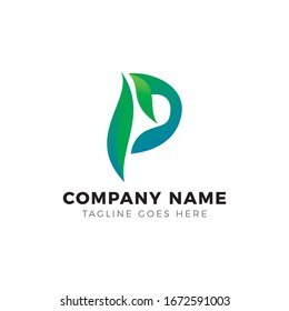 LETTER P LEAF LOGO TEMPLATE. NATURE LOGO DESIGN. VECTOR ILLUSTRATION EPS.10