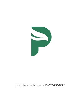 Letra P con el logotipo de la hoja Plantilla