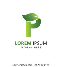 Letter P Leaf Logo Template Design