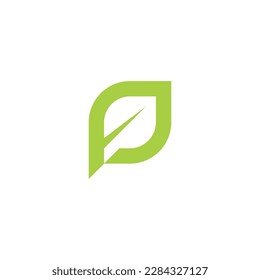 letter p leaf logo vector design template
