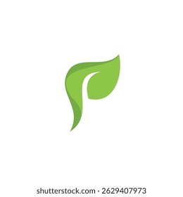 Letter p leaf logo vector design
