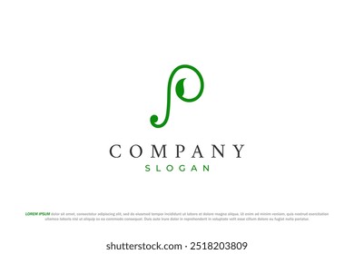 letter p leaf and nature logo