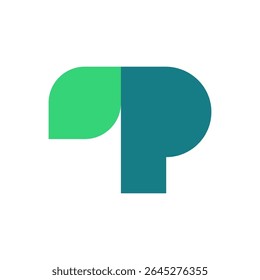 Letter P leaf simple logo design