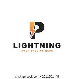 Letter P lightning logo design template vector illustration