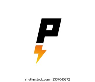 Letter P lightning logo icon design template elements