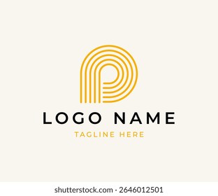 Letter P Line Art Logo vector image