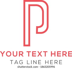 Letter P line art vector logo design template 