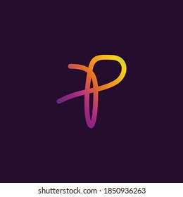 Letter P Line curve colorful logotype vector design template element for corporate identity application or company