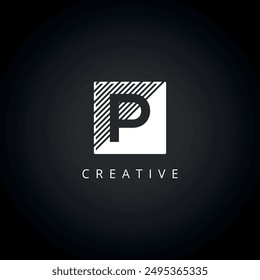 Letter P Line Logo Icon with Elegant Vector Template.