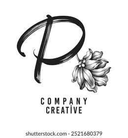 Letter P Linked Leaf Logo, Black color, unique design