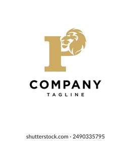Letter P Lion Head Elegant logo icon vector