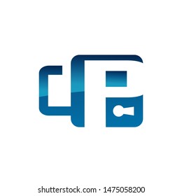 letter P Lock Tech Protection Logo Vector Design Element