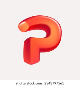 Letter P logo 3D render in cartoon cubic style. Cubic vector illustration. Impossible isometric shapes. Perfect for futuristic banner, optical illusion branding, kids labels, cute birthday posters.