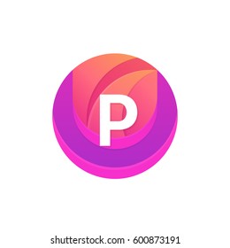 Letter P logo abstract circle shape element. Vector round company icon sign.