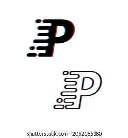 Letter P  logo abstract  glitch old screen design  logo  vector. Template design logotype  