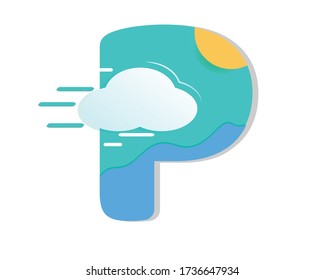 the letter p logo with the addition of blue sky