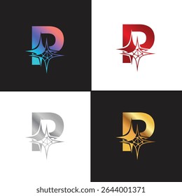 Letra logotipo P, logotipo P, conjunto de logotipo AI, design moderno e mínimo, inspirado na tecnologia, ícones e símbolos coloridos, adequado para inteligência artificial, inovação, marca, start-ups e identidade digital.
