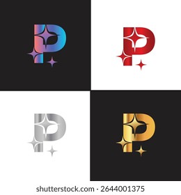 Letter P logo, P logo, AI logo set, modern and minimal design, tech-inspired, colorful icons and symbols, suitable for artificial intelligence, innovation, branding, startups, and digital identity.
