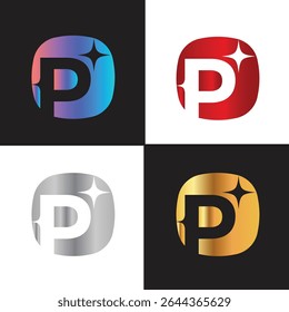 Letter P logo, P logo, AI logo set, modern and minimal design, tech-inspired, colorful icons and symbols, suitable for artificial intelligence, innovation, branding, startups, and digital identity.