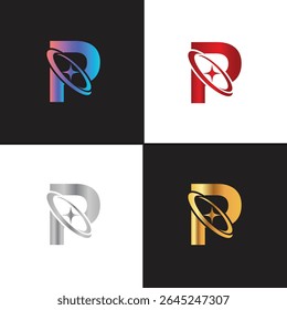 Letter P logo, P logo, AI logo set, modern and minimal design, tech-inspired, colorful icons and symbols, suitable for artificial intelligence, innovation, branding, startups, and digital identity.