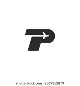 The letter P logo with an airplane in the center can be used as an airline logo