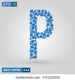 Letter P logo. Alphabet logotype design.Dots Vector Illustration