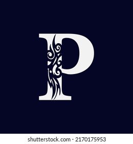 Letter P logo. Alphabet sticker design, emblem for business, company, shops, hotels, vector illustrator