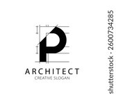 Letter P logo architecture for construction company. property template vector illustration for your brand.