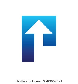 Letter P logo with up arrow design template