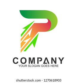 letter P logo with arrows