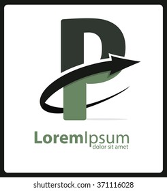 Letter P Logo with arrow,Vector design