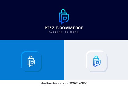 Letter P Logo Bag Online Shop. Ecommerce concept initial P.