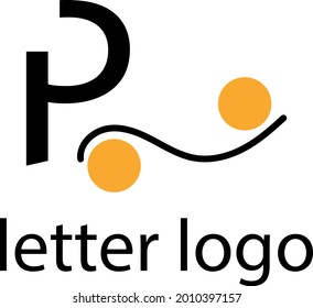 letter P logo with bright orange circles