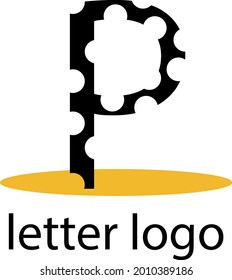 logotipo de letra P con patrones tallados diseño moderno sobre fondo blanco