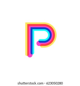 Letter P logo with CMYK logo template, printing services, modern, digital, technology logotype