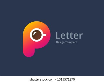 Letter P logo coffee icon design template elements