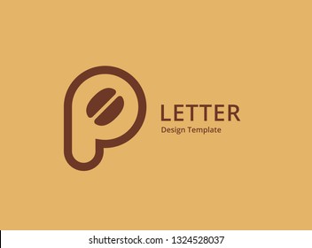 Letter P logo coffee icon design template elements