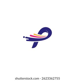 Logo Lettre P avec des éclaboussures d'encre ou d'eau colorées