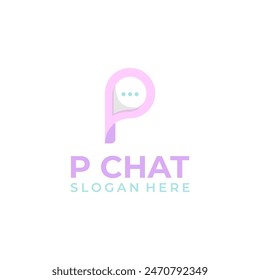 Combinación del logotipo de la letra P con el icono del chat, símbolo del Vector de la charla