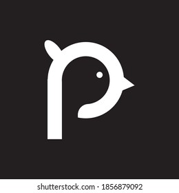 letter P logo concept combination with unique bird shape, creative