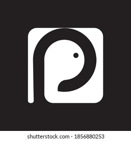 combinación del logotipo de letra P con forma de elefante única, creativo