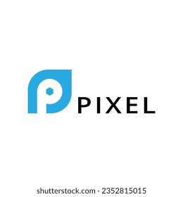 letter p logo concept vector illustration suitable for companies related to design or photography services, pixel text