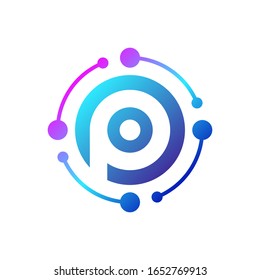 Letter P Logo with Connected Dots for Digital or Technology Design Vector