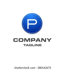 Letter P logo , creative blue Fasihon circle , Elegant calligraphic , Company logo design . vector illustration